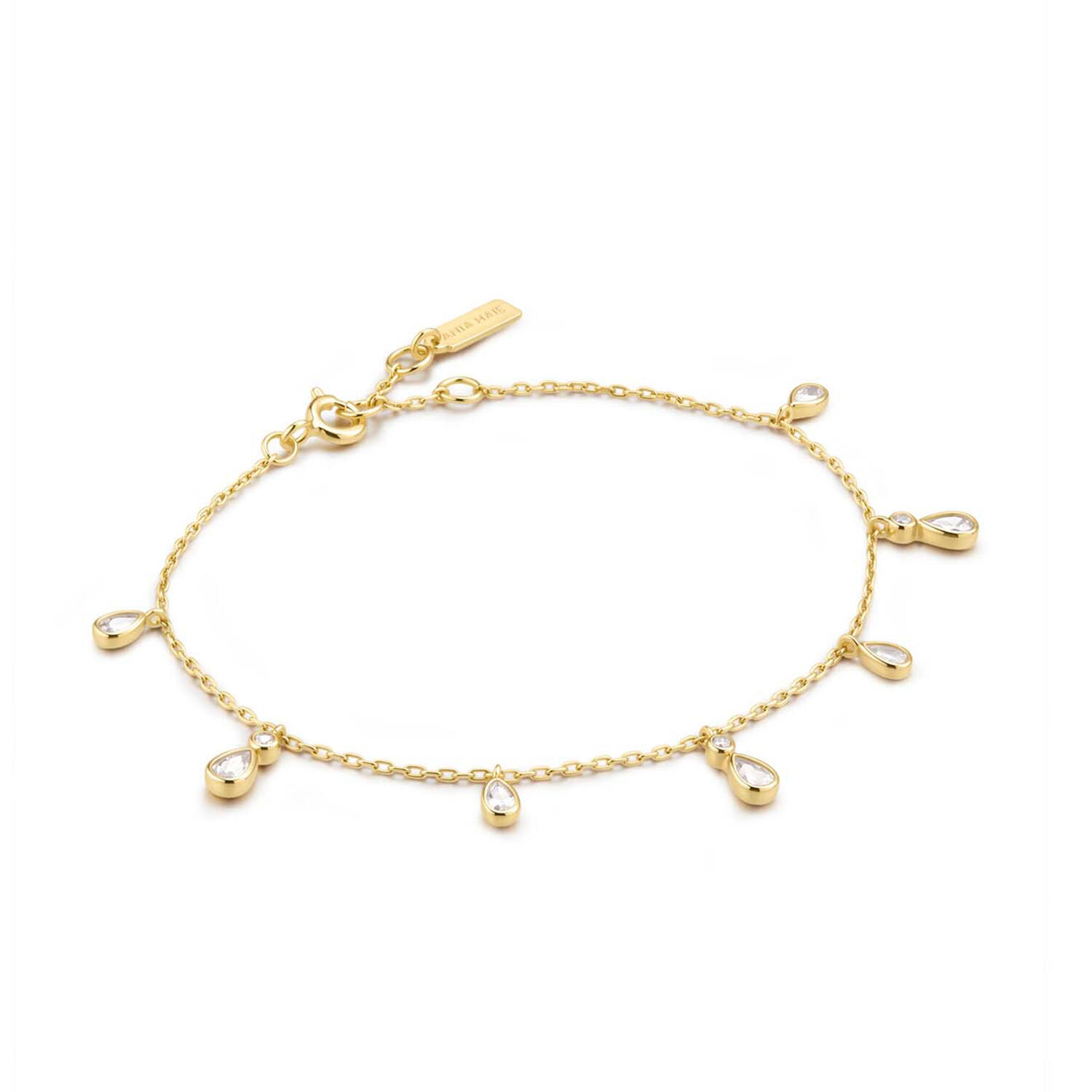  Wanderer - Bracelets à maillons - Argent / GP 14 carats - Zircone - 18,5cm